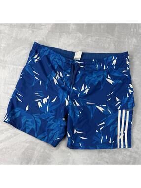 Adidas Swim Trunks Blue Floral Shorts Men Size XL Mesh Lined Beach Summer Casual